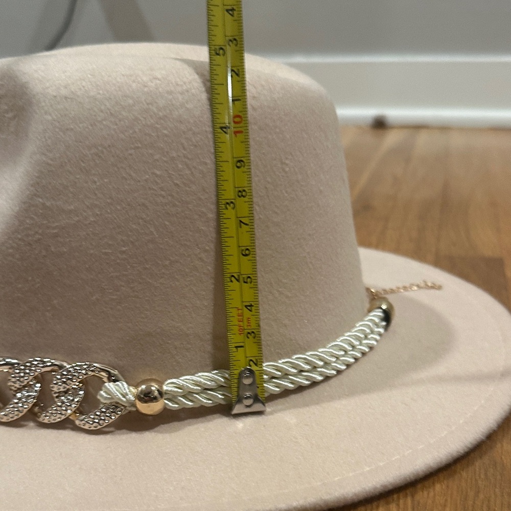 *last chance* Amazon | Elegant blush pink Fedora Hat with Chain Detail - Picture 8 of 14